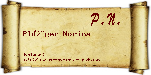 Pláger Norina névjegykártya
